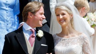 Thomas Kingston and Lady Gabriella Windsor leave St George's Chapel after their wedding on May 18, 2019