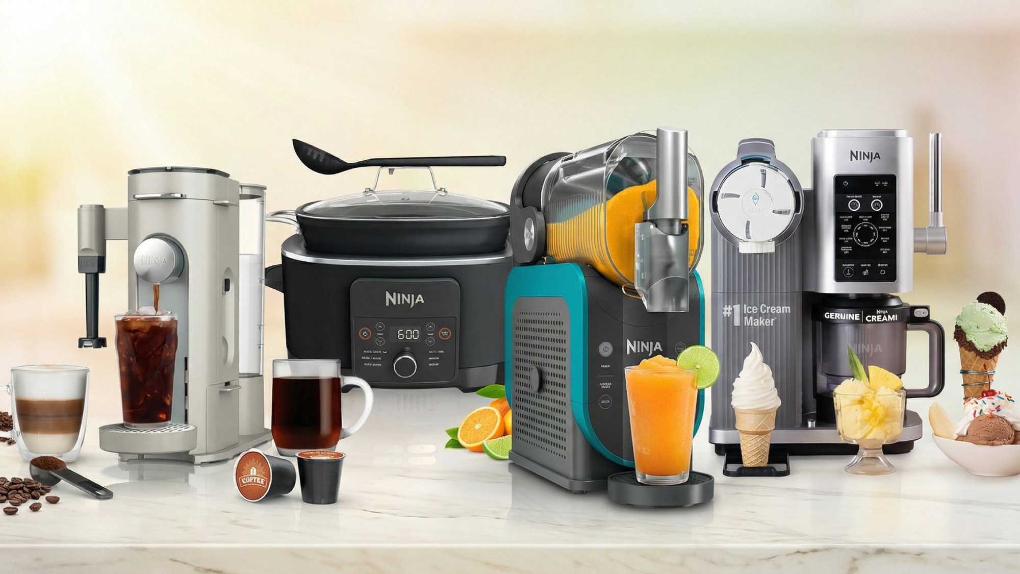 Collage of Ninja appliances on kitchen counter