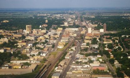 Aerial shot of downtown Fargo, N.D., the population of which has now surpassed such cities as Berkeley, Calif. and Green Bay, Wisc.