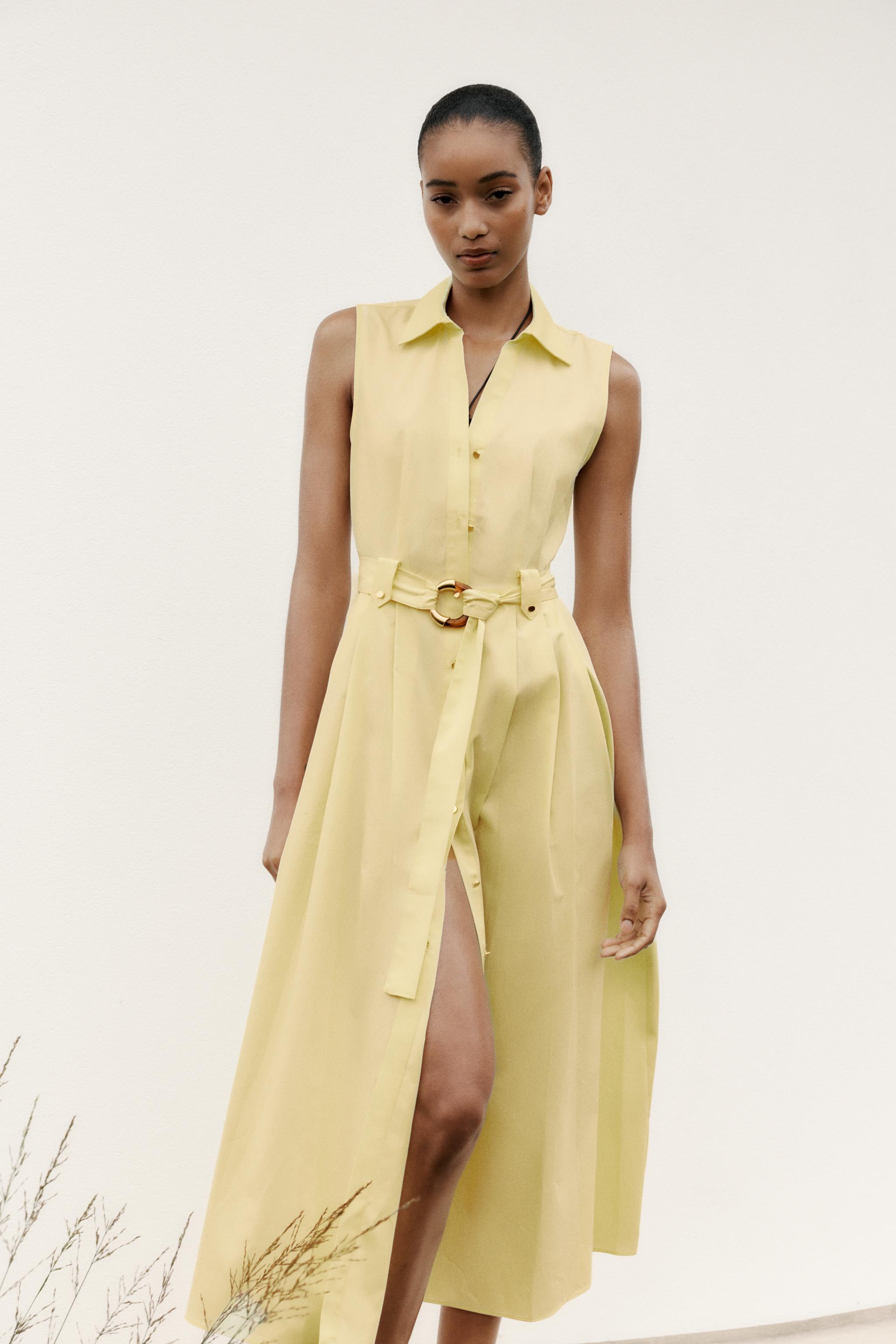 Poplin Midi Dress With Belt