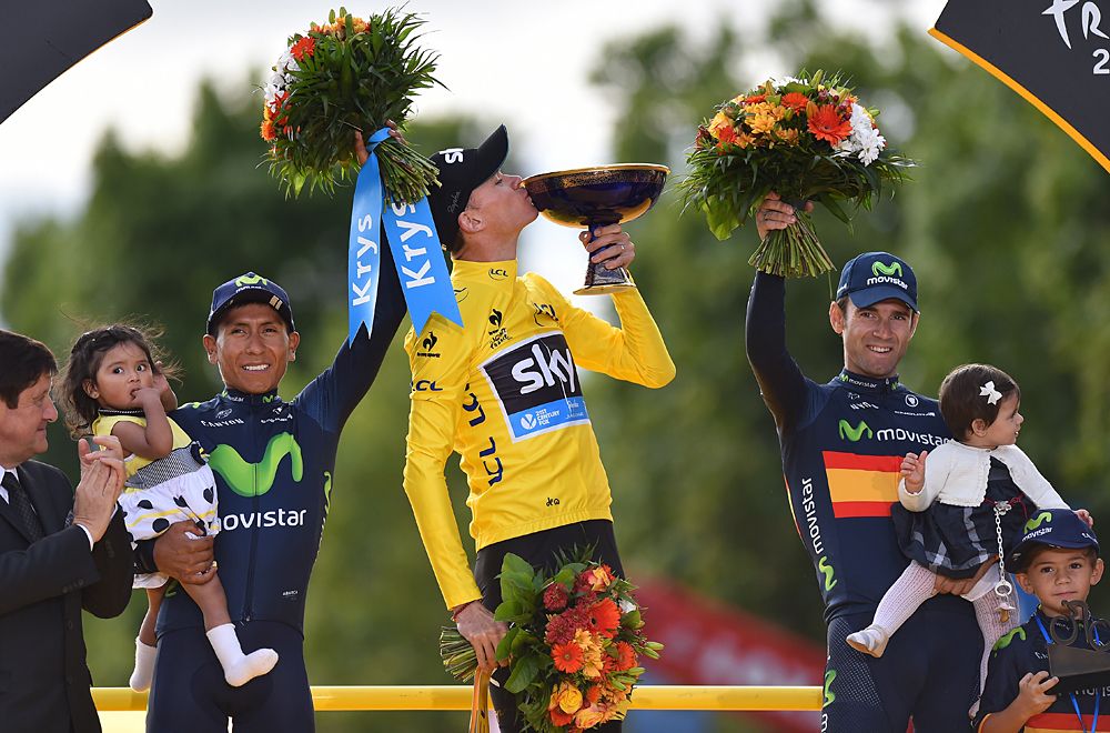 The final podium of the 2015 Tour de France