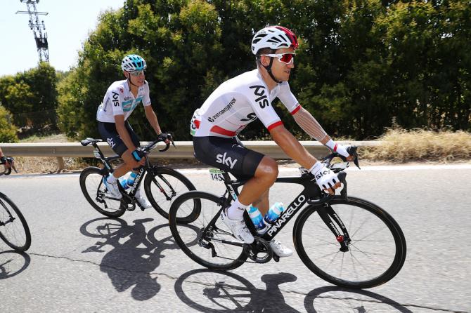 Michal Kwiatkowski in the bunch during stage at at la Vuelta