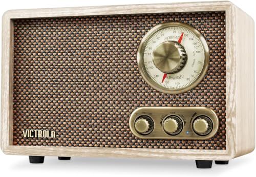 Victrola Willow – Retro Wood Bluetooth Radio With Built-In Speakers: Elegant & Vintage Design, Rotary Am/fm Tuning Dial, Bass & Treble Control, Wireless Streaming (natural)