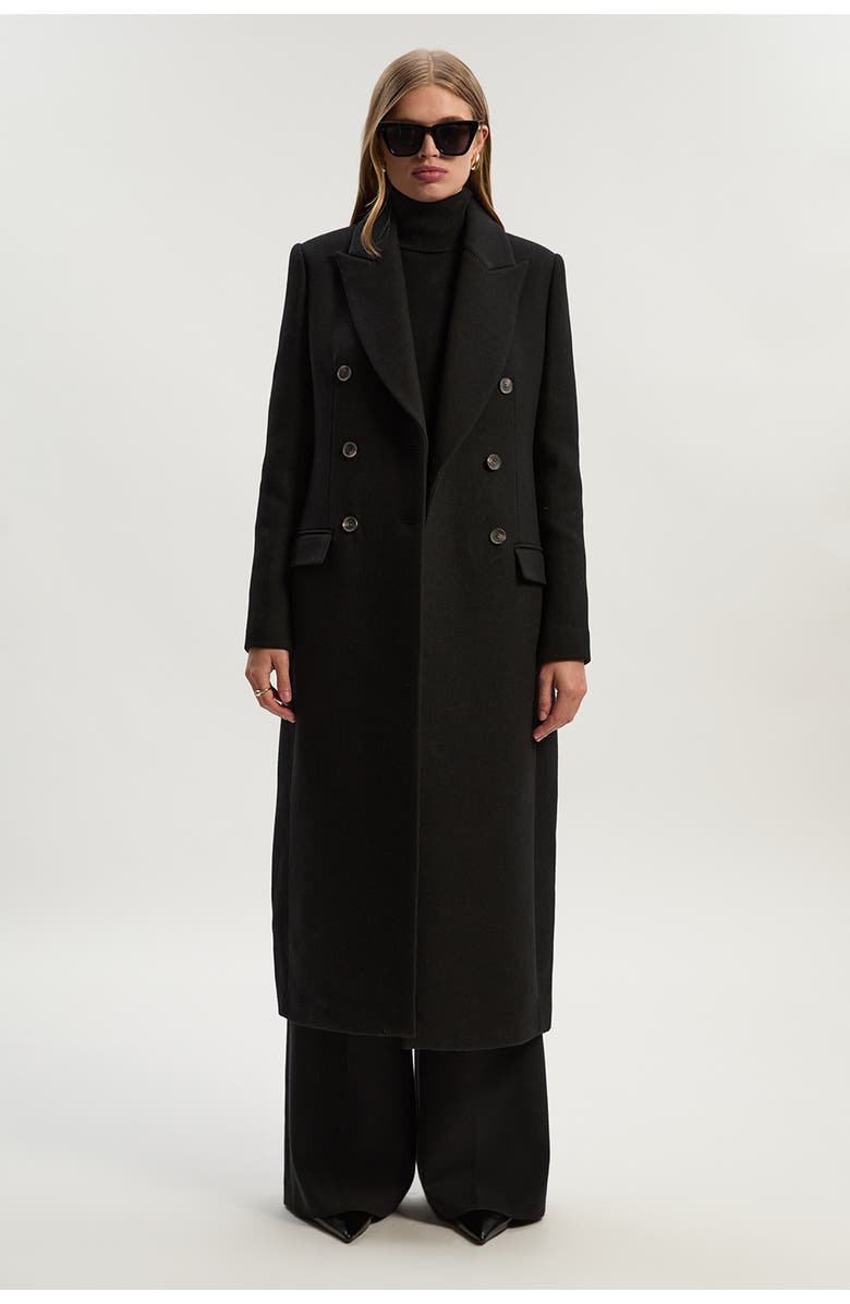 Wool Double Breasted Tailored Midi Coat