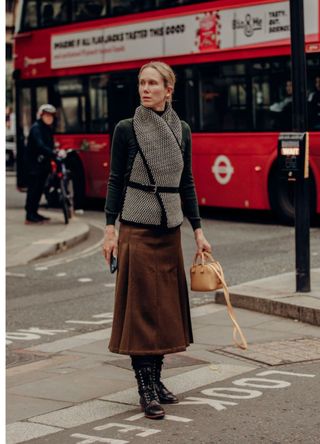 Woman in London wearing an autumnal look