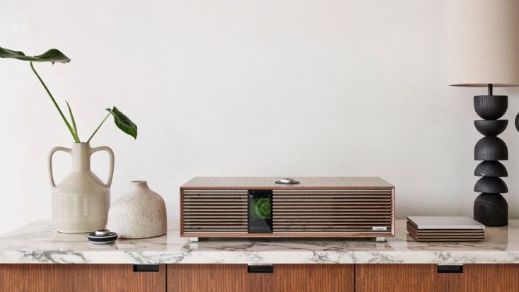 Ruark R-CD100 cd player CD on a marble sideboard 