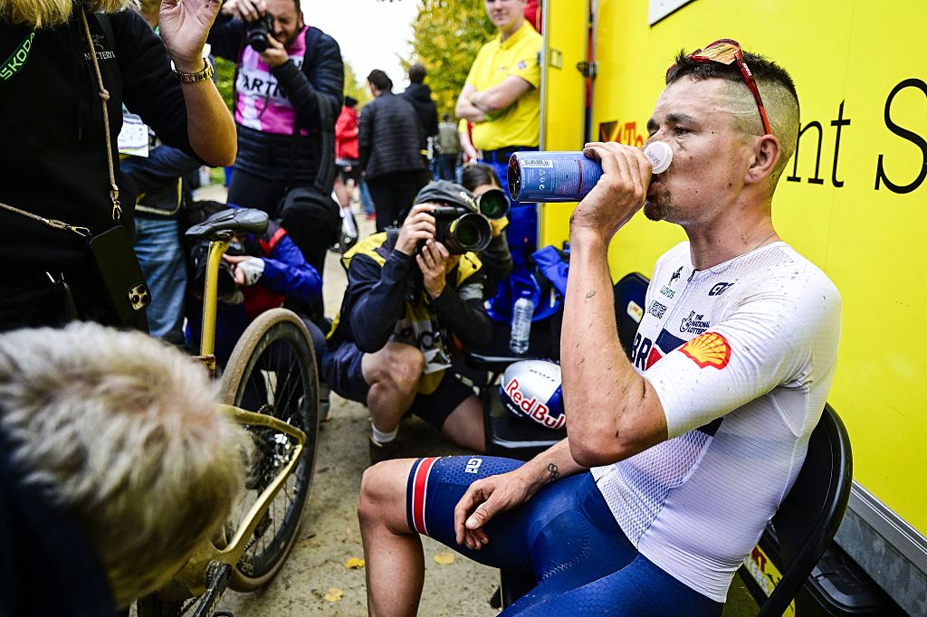 British Thomas Pidcock pictured after the men elite race at the UCI World Gravel Championships, Sunday 12 October 2025, in Maastricht, The Netherlands. BELGA PHOTO DIRK WAEM (Photo by DIRK WAEM / BELGA MAG / Belga via AFP)