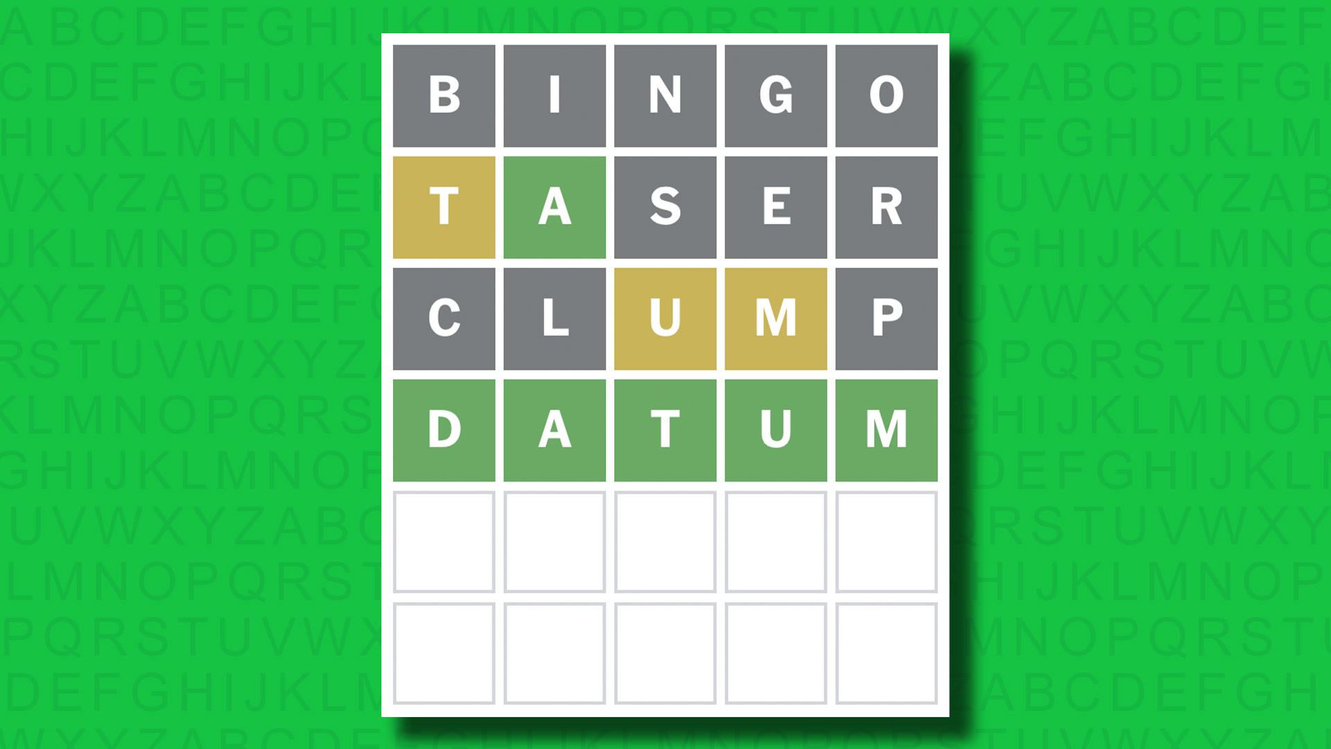 NYT Wordle answer for game 1447 on a green background