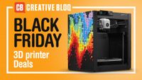 Text spells out Black Friday 3D Printer deals next to an image of one. 