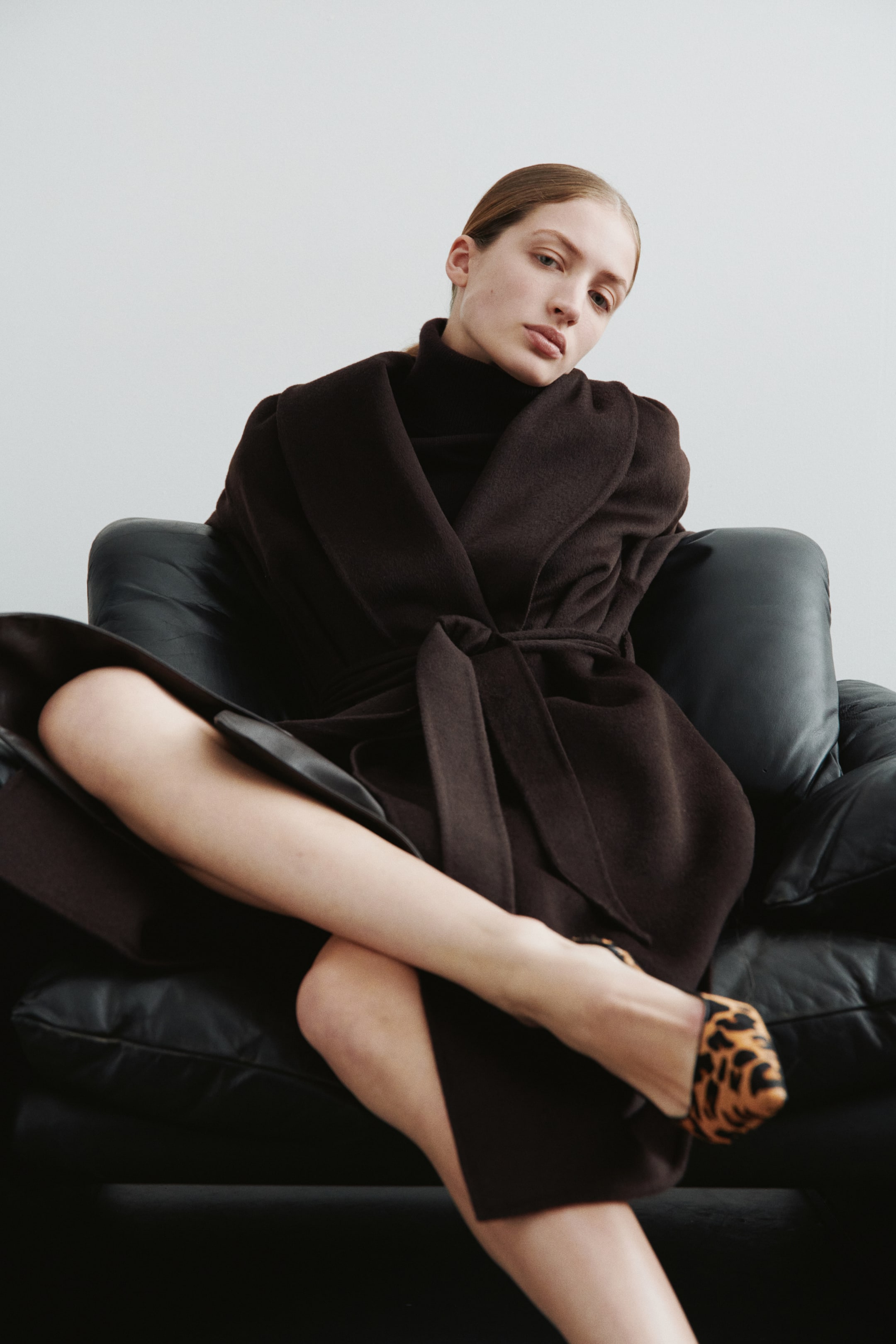 Kitten-Heeled Leather Slingbacks - Beige/faux Leopard