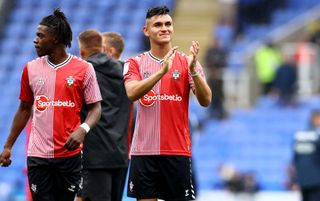 Carlos Alcaraz of Southampton during the pre season friendly fixture between Reading FC and Southampton FC at the Select Car Leasing Stadium on July 22, 2023 in Reading, England.