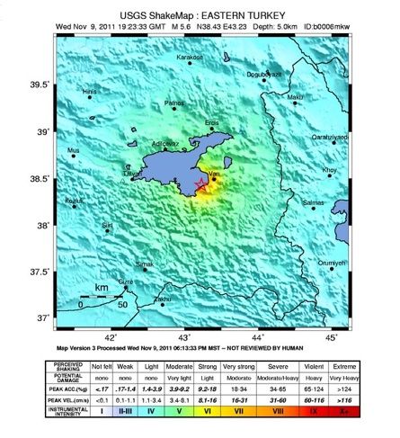 van earthquake shakemap