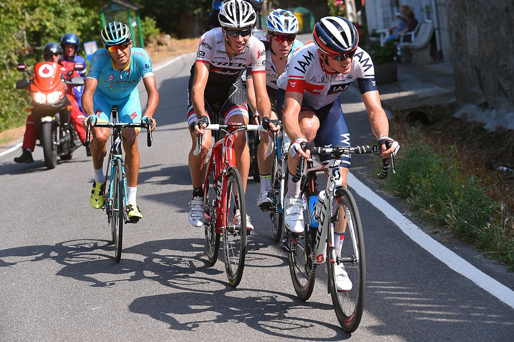 Andrey Zeits, Jan Bakelants and Mathias Frank in the breakaway