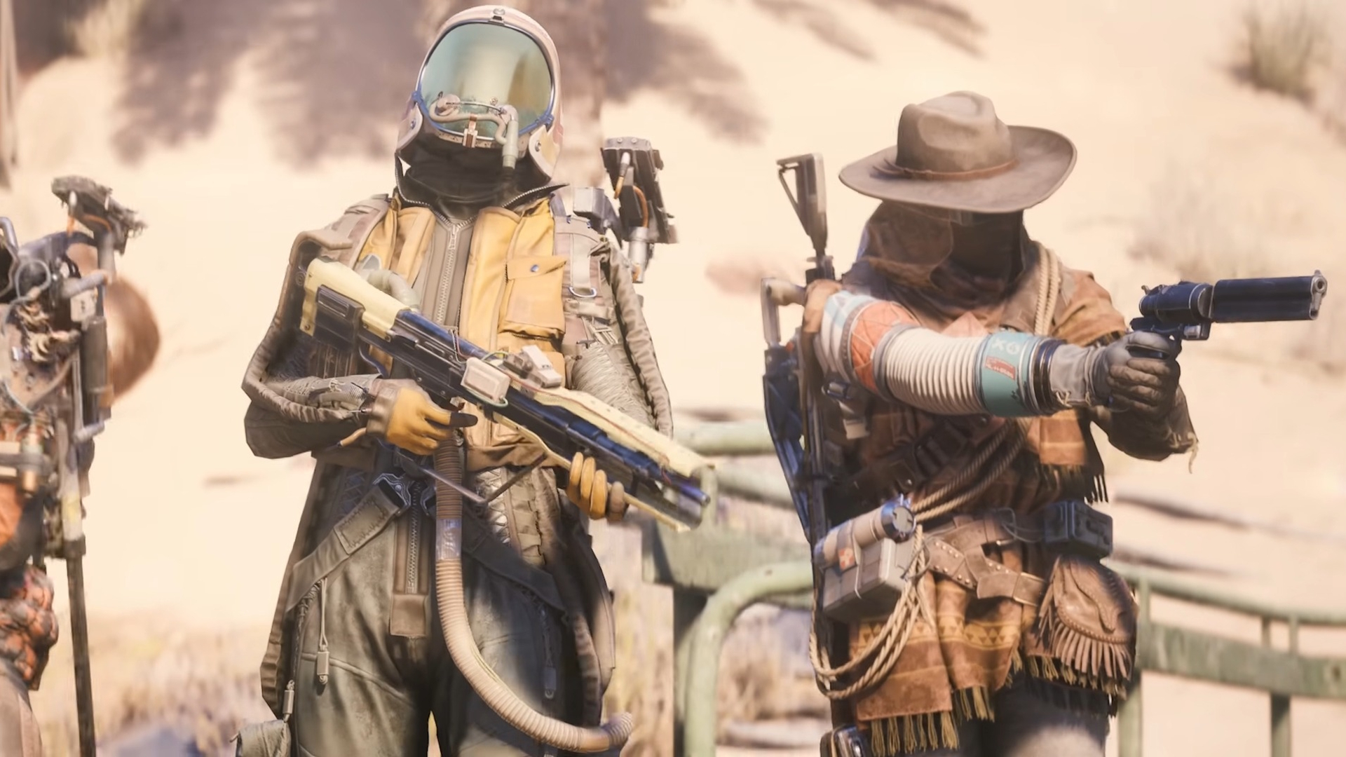 Arc Raiders characters with shotgun and revolver