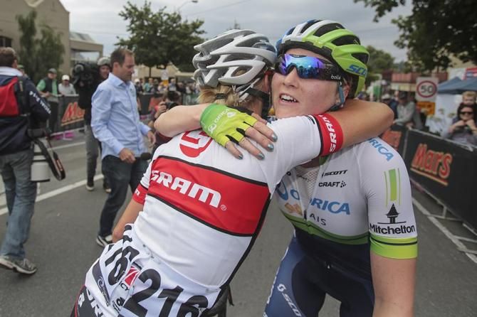 Peta Mullens and Gracie Elvin post race