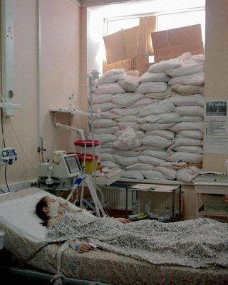 A Ukrainian child in a hospital