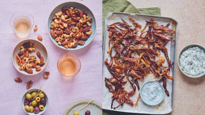 spicy nuts and potato-skin crisps