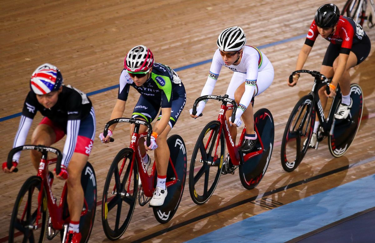 Matrix Fitness' Laura Kenny in action during the Women's Scratch Race.