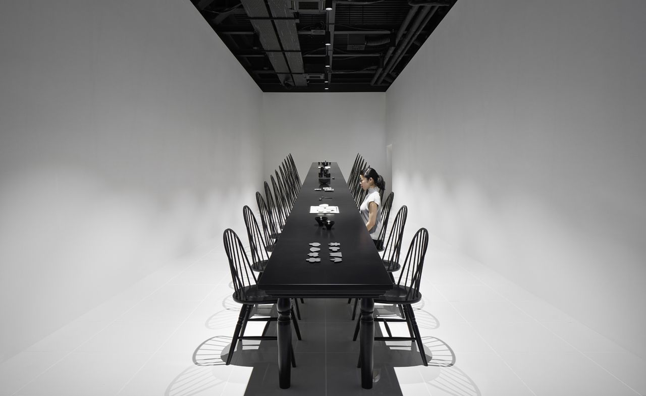 all-white dining space within Atsushi Kitagawara Architects&#039; Japan Pavilion at Expo Milano 2015