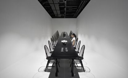 all-white dining space within Atsushi Kitagawara Architects' Japan Pavilion at Expo Milano 2015