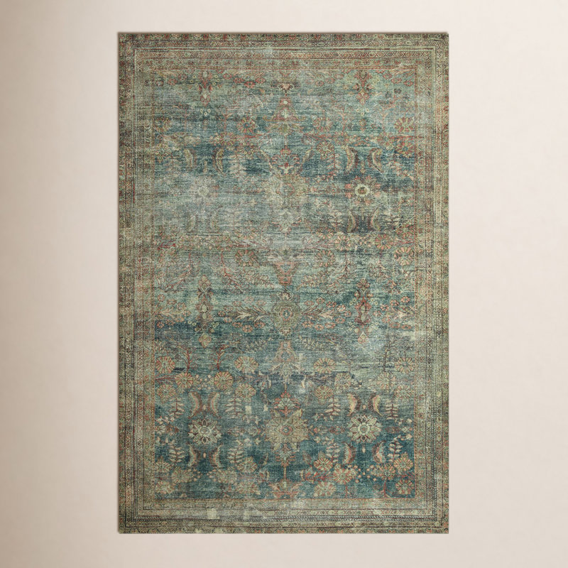 Magnolia Home by Joanna Gaines X Loloi Banks Machine Washable Ocean / Spice Area Rug &amp;amp; Reviews | Wayfair