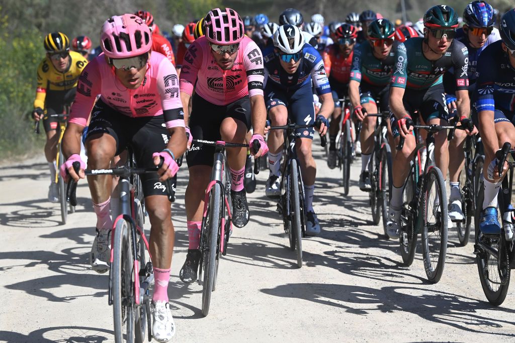 Alberto Bettiol was careful to race up front at Strade Bianche