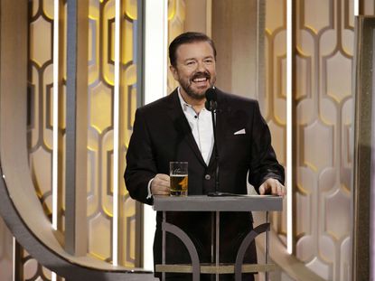 Ricky Gervais presenting at the 2016 Golden Globes
