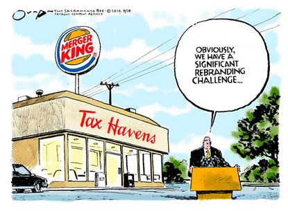 Editorial cartoon business Burger King Tim Hortons