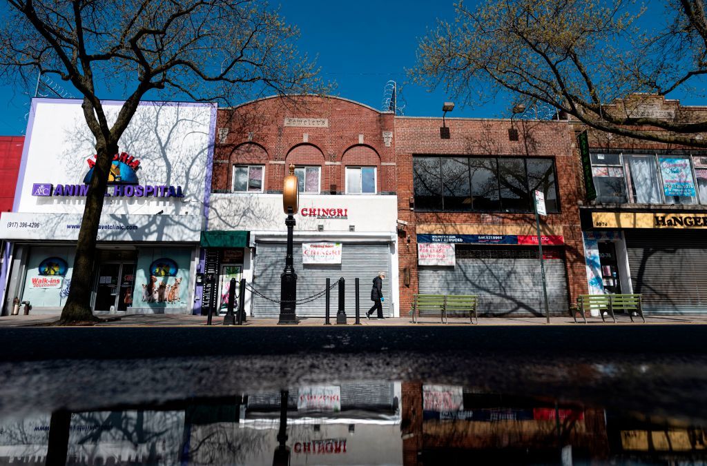 Empty storefronts in New York City.