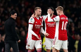 Calum Chambers scored with his first touch in Arsenal’s Carabao Cup win over Leeds.