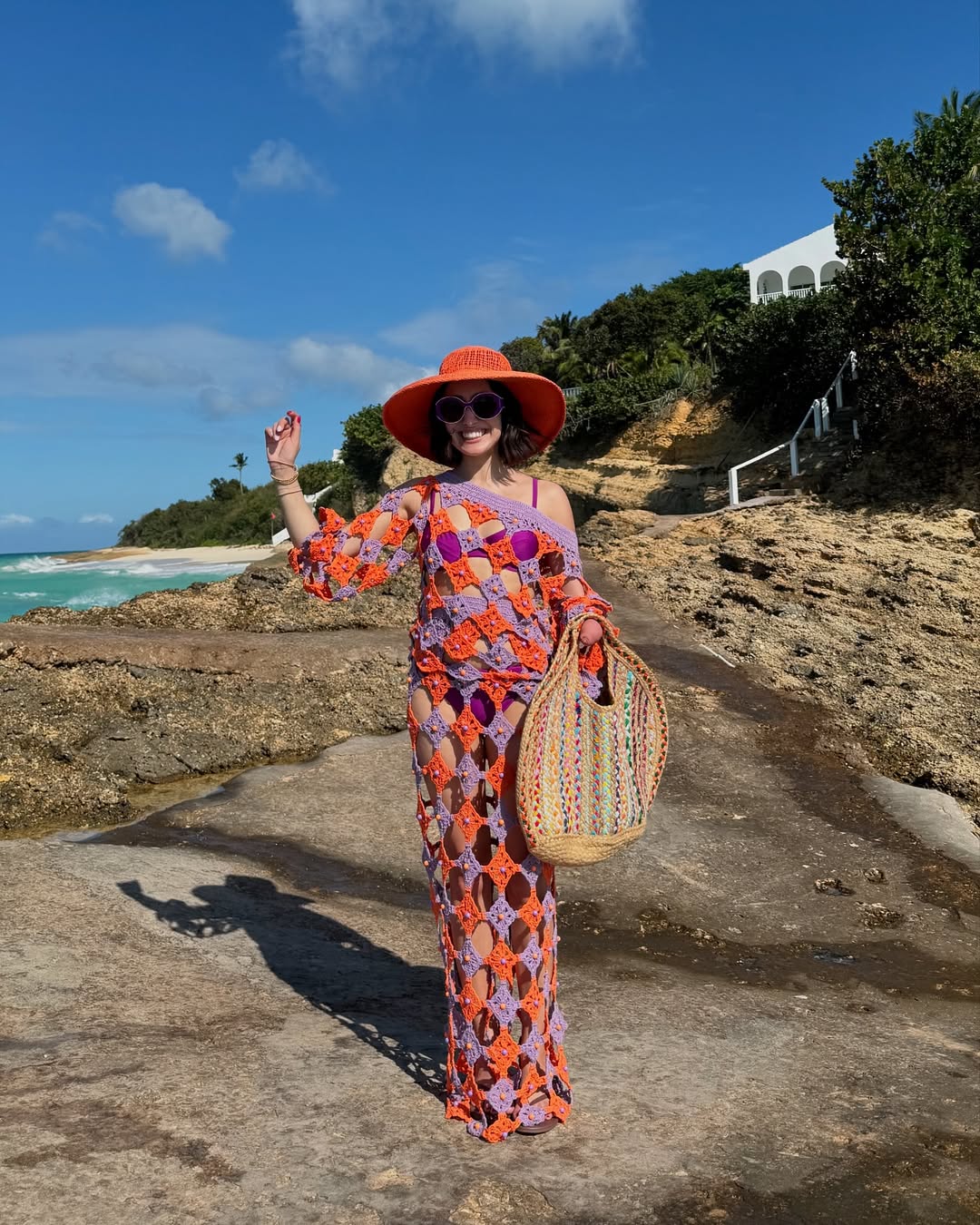 April wearing crochet