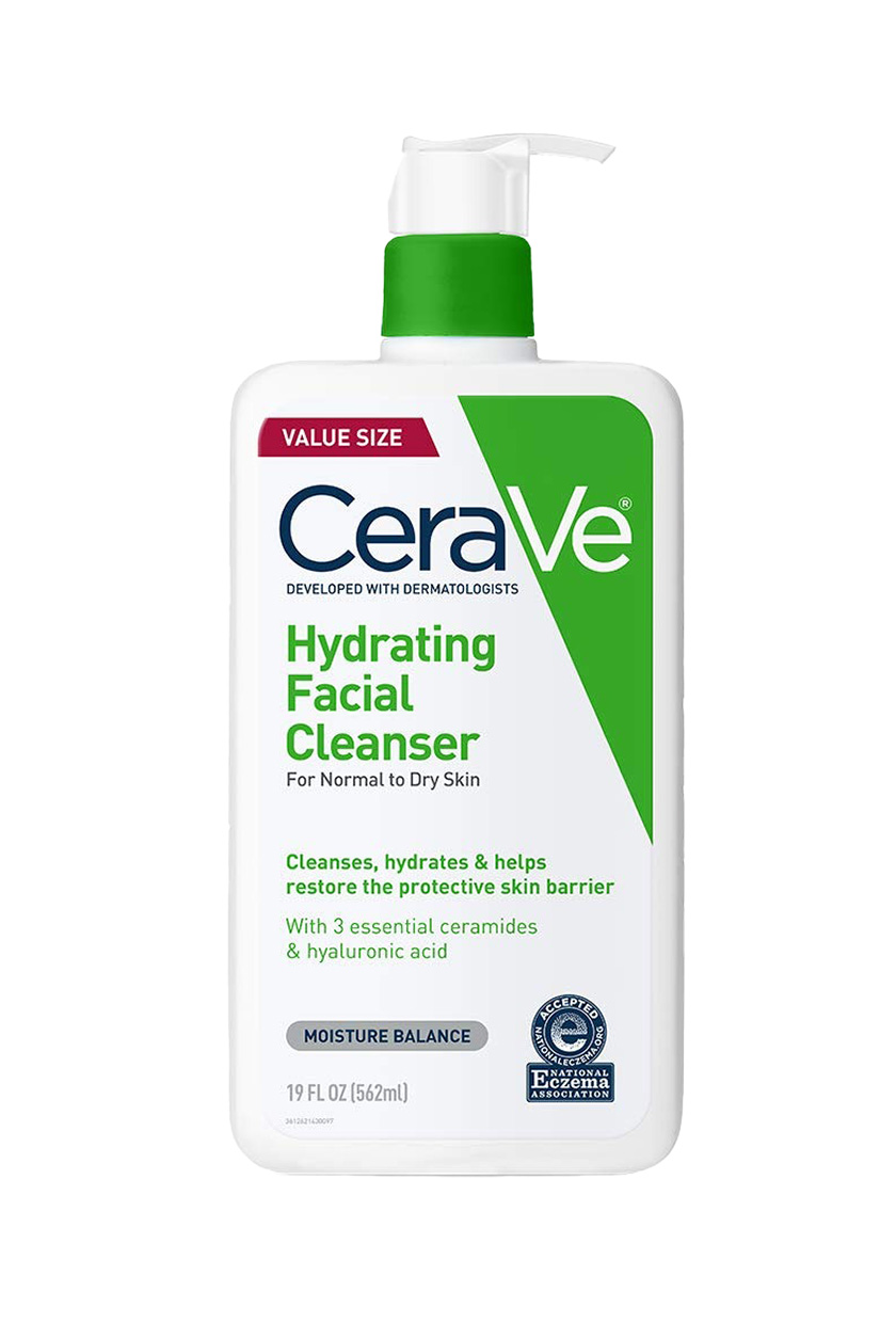 Cerave Hydrating Facial Cleanser, Moisturizing Face Wash for Dry Skin, Hyaluronic Acid + Ceramides + Glycerin, Hydrating Cleanser for Normal to Dry Skin, National Eczema Association Certified