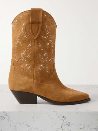 Duerto Studded Suede Cowboy Boots