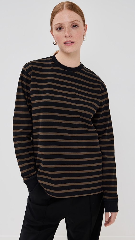 Tibi Striped Perfect Tee Crew Neck
