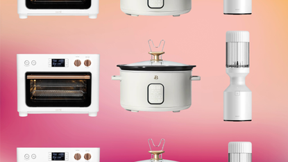A collage of countertop kitchen appliances
