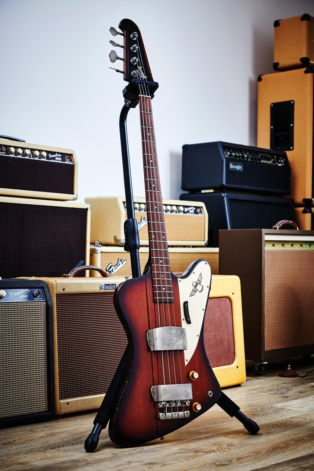 1964 Gibson Thunderbird II: Gibson&rsquo;s Thunderbird II and IV electric basses were originally released in &lsquo;reverse&rsquo; incarnation in 1963, and were later re-released with a &lsquo;non-reverse&rsquo; design in 1965.