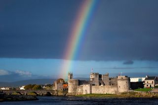 Rainbow over King John's castle, Limerick.