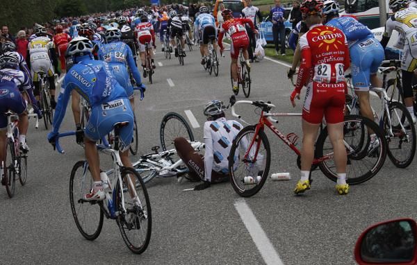 Rene Mandri (AG2R La Mondiale) was one of many riders to crash on stage 3