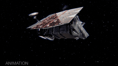 a space telescope unfurls a foiled cover on its top