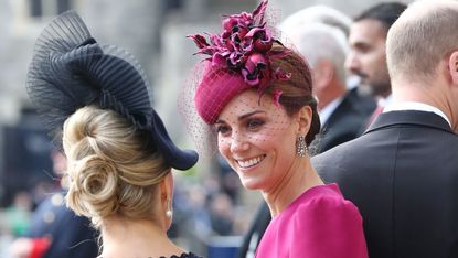 Sophie, Countess of Wessex, Catherine, Duchess of Cambridge and Prince William, Duke of Cambridge attend the wedding of Princess Eugenie of York and Jack Brooksbank at St. George's Chapel on October 12, 2018 in Windsor, England. 