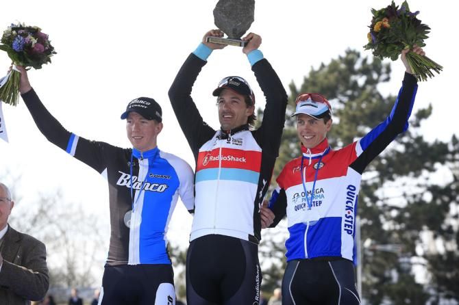 2013 Paris-Roubaix podium: Vanmarcke, Cancellara and Terpstra