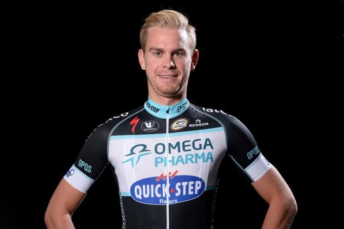 Omega Pharma-QuickStep's Julien Vermote sports the team's new kit for the 2014 season