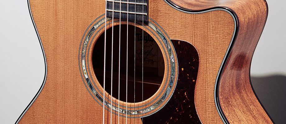 A detail showing the soundhole of a Taylor Legacy 514CE Grand Auditorium