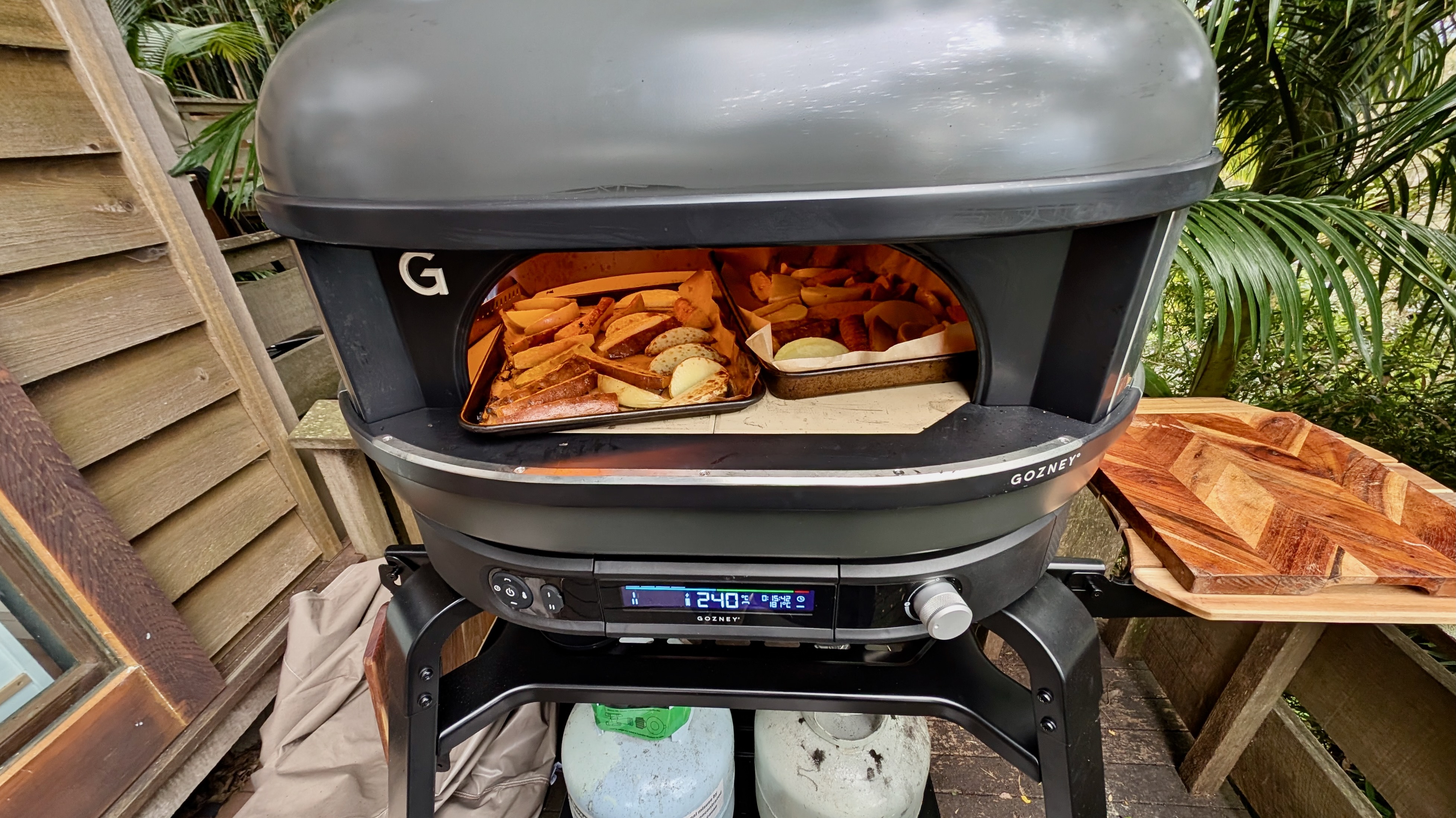 Potato wedges cooking in the Gozney Dome (Gen 2)