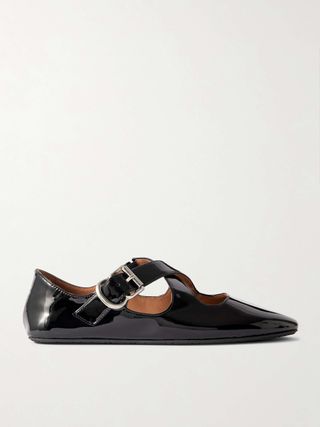 Criss Cross Patent-Leather Ballet Flats