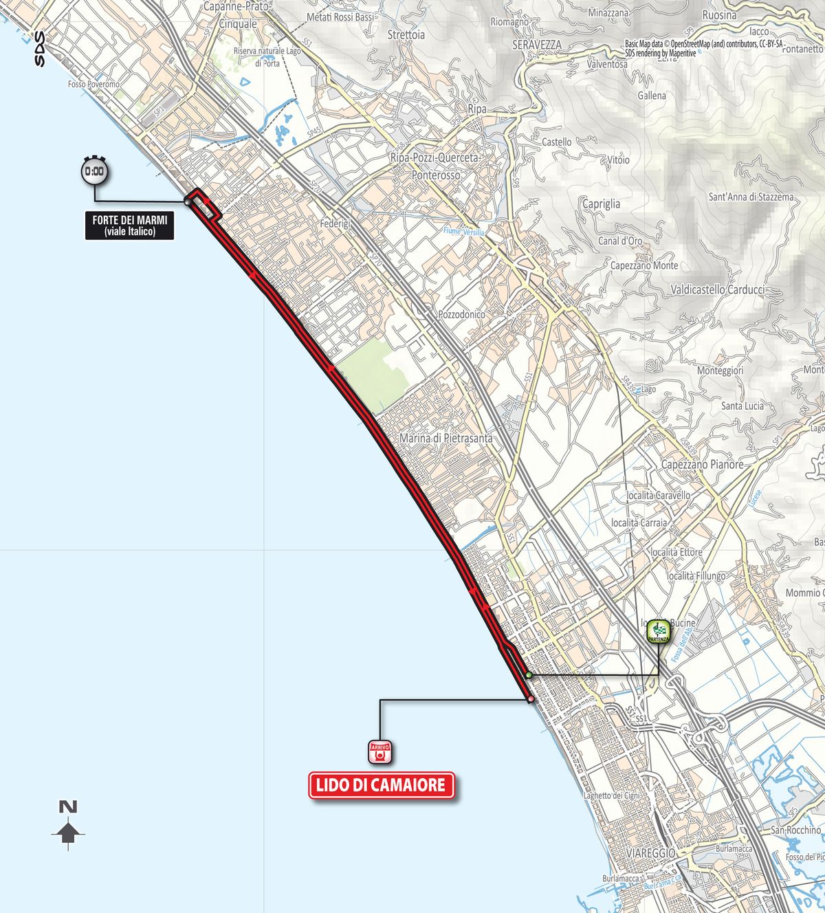 The opening 21.5km TTT in Lido di Camaiore