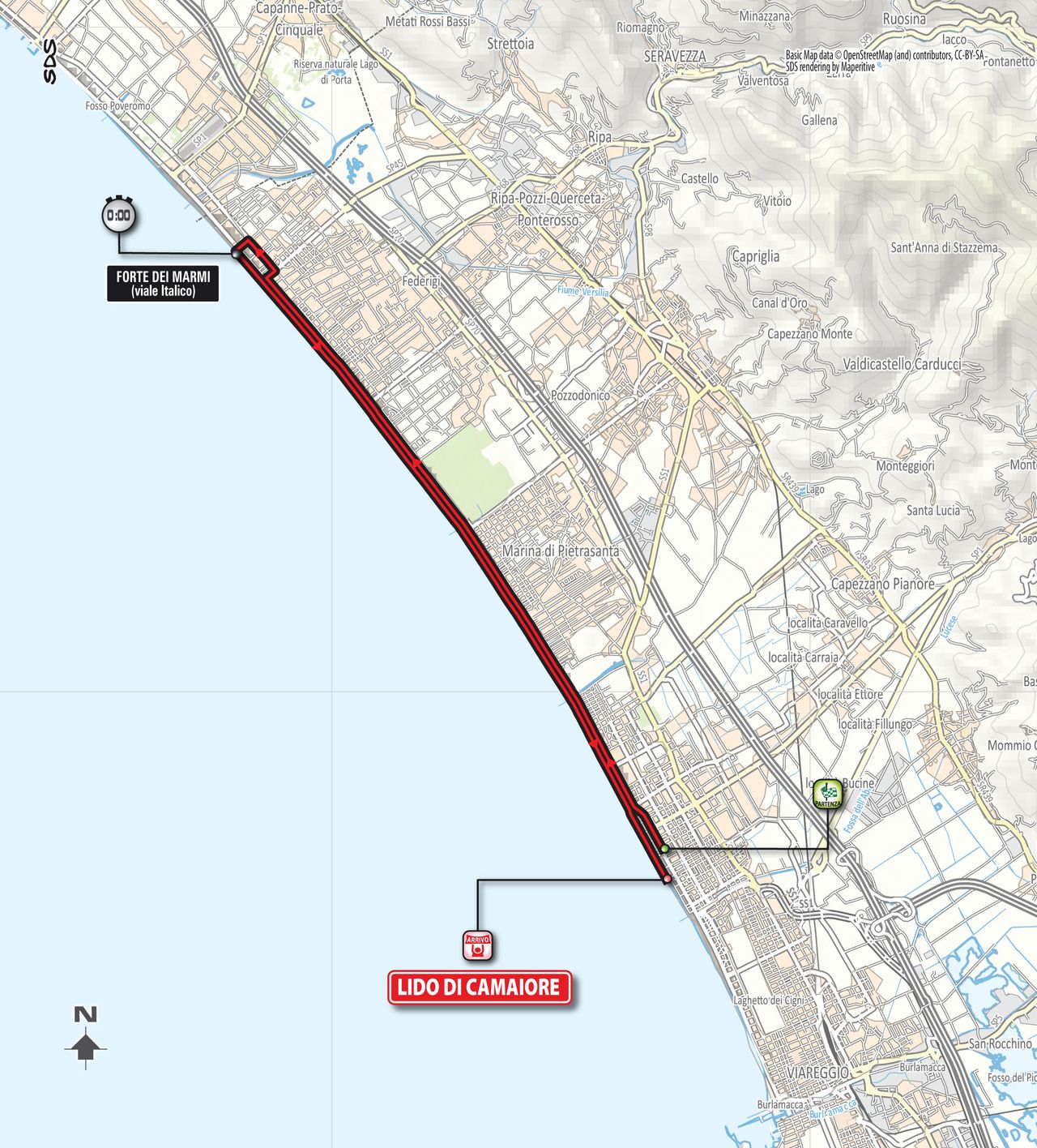 The opening 21.5km TTT in Lido di Camaiore