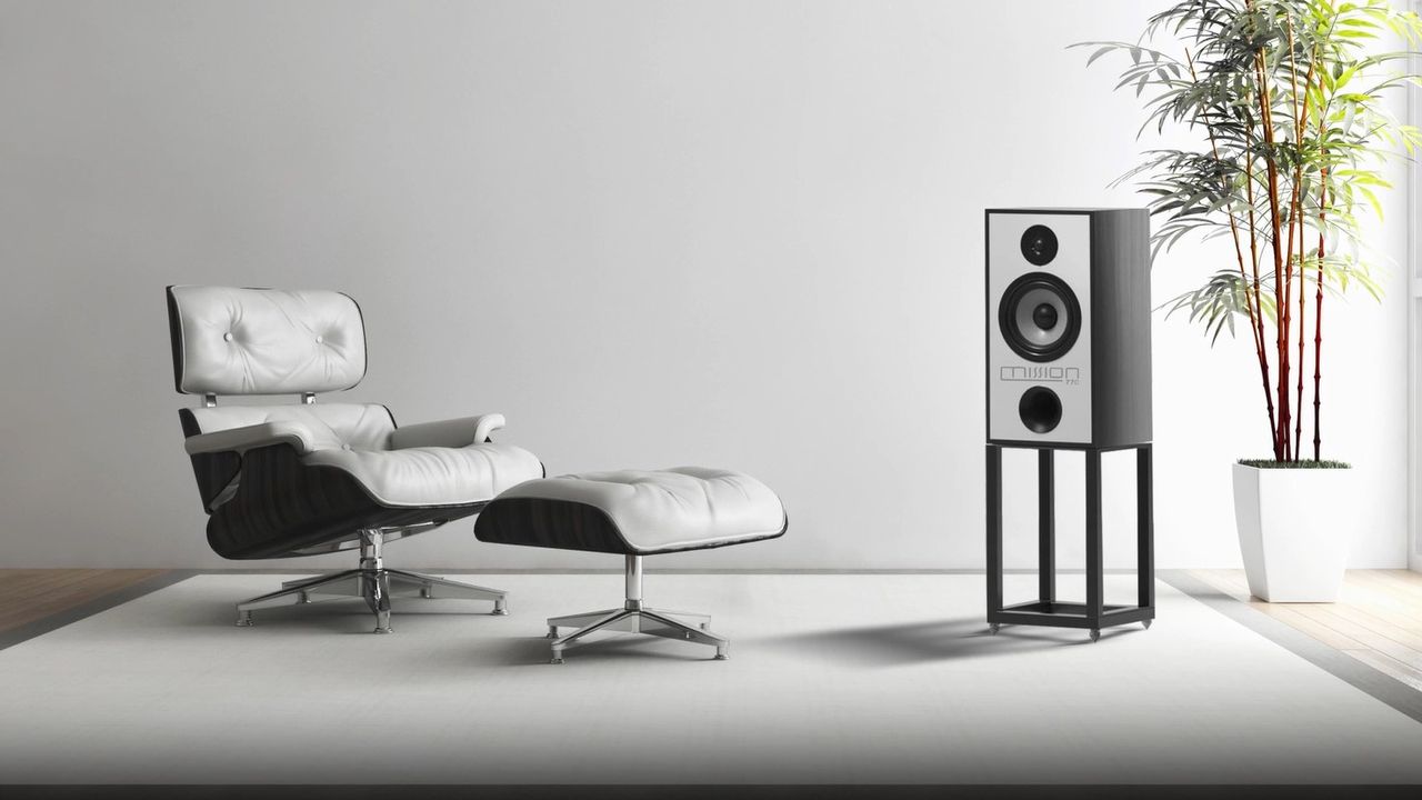 Mission 770 speaker in a spare living room with a lounge chair