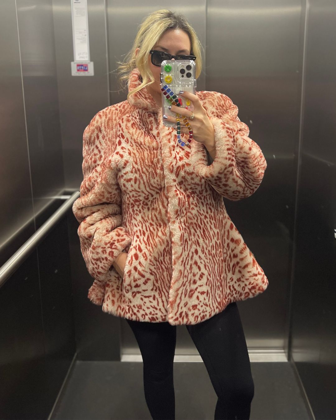 Clementina Jackson wears a leopard print peplum jacket from ducie