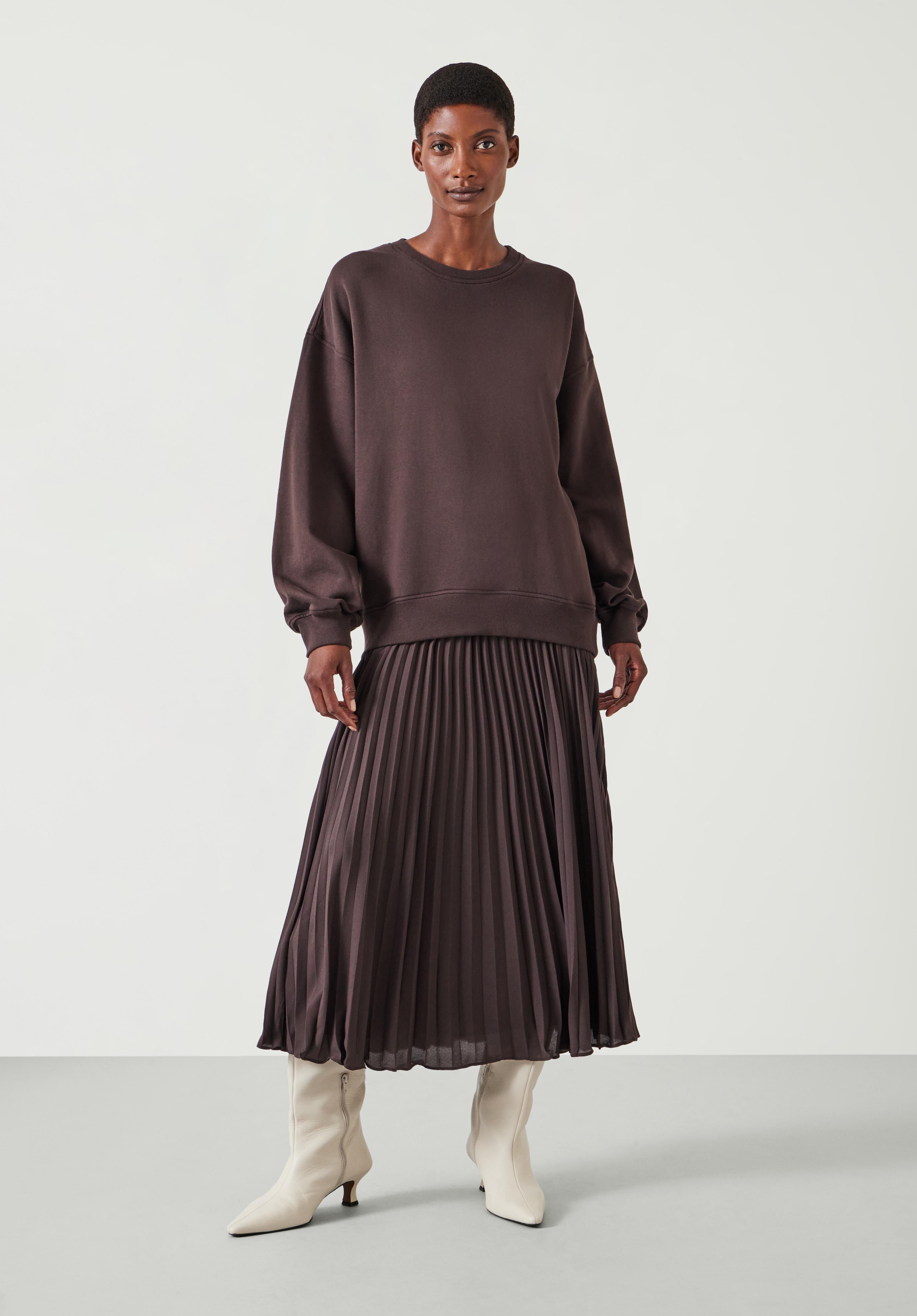 Gabriela Pleated Skirt Sweatshirt Dress